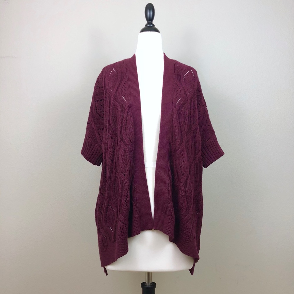 LOFT Short Sleeve Open Front Knit Cardigan